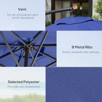 Outsunny 9.6ft Offset Patio Umbrella Garden Hanging Parasol Banana Cantilever Umbrella with Base, Crank, Navy Blue(m-6)