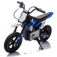 24V Kids Ride On Electric Motocross Motorcycle with High Speed Hub Motor, Adjustable Speed, Rear Wheel Shock Absorber, for Ages 5-15, Blue(m-12)