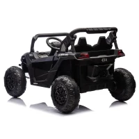 24V Remote Control 2-Seater Kids Ride On UTV with Slow Start, Anti-Collision Bar, Ride on Toys with Storage Space, USB, Bluetooth, Black(m-14)
