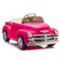 12V Vintage Kids Ride On Truck Car with Parental Control, Licensed Chevrolet 3100 Pickup with 3-Speed, LED Lights, Bluetooth, for Ages 3+, Pink(m-2)