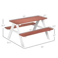 Outsunny Kids Picnic Table Set, Wooden Table & Bench Set, Kids Patio Furniture Outdoor Toys for Garden, Backyard, Aged 3-8 Years Old, Brown(m-3)