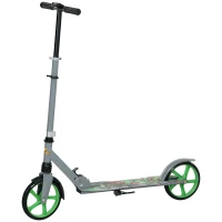 Qaba Kick Scooter for Kids Ages 6-12 with Adjustable Height, Rear-Fender Brake, 200mm Big Wheel, Foldable Design, Green(m-2)
