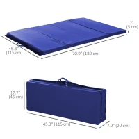 Soozier 4'x6'x2'' Folding Gymnastics Tumbling Mat, Exercise Mat  with Carrying Handles for Yoga, MMA, Martial Arts, Stretching, Core Workouts, Blue(m-3)