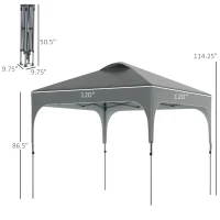 Outsunny 10' x 10' Pop Up Canopy Tent with Wheeled Carry Bag and 4 Sand Bags, Instant Sun Shelter, Tents for Parties, Height Adjustable, for Outdoor, Garden, Patio, Dark Grey(m-3)
