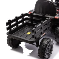 24V Remote Ride-On Tractor with Trailer, 3-Speed Adjustable, Battery Powered Electric Toy with USB, MP3, Bluetooth, LED Lights, for Kids, Black(m-6)