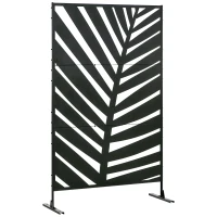 Outsunny Metal Outdoor Privacy Screen, 48" x 78" H Decorative Outdoor Divider with Stand and Expansion Screws, Freestanding Privacy Panel for Garden Backyard Deck Pool, Banana Leaf(m-2)