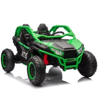 24V 2-Seater Kids Ride On UTV with 400W High Power, Bluetooth, LED Lights, Parent Control Ride on Toy with Rear Storage for Kids Aged 3+, Green(m-2)