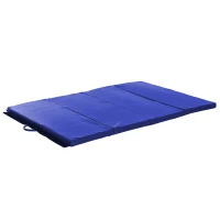 Soozier 4'x6'x2'' Folding Gymnastics Tumbling Mat, Exercise Mat  with Carrying Handles for Yoga, MMA, Martial Arts, Stretching, Core Workouts, Blue(m-11)