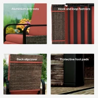 Outsunny Wicker Outdoor Recliner Chair, Reclining Lounge Chair with Adjustable Backrest, Footrest and Side Tray, Red(m-9)