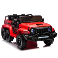 24V Battery Powered Ride On Car with Remote Control and Five-Point Safety Belt, Toy Car with Music, Lights, Rocking Chair Mode, for Kids, Red(m-2)