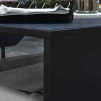 Outsunny Fire Pit Coffee Table with Storage Shelf, Wood-burning Firepit with Spark Screen and Poker, Black(m-10)