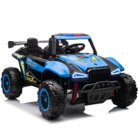 24V 2-Seater Police Car Design Kids Ride On Electric Car with Parent Control, Ride on Toys with Bluetooth, MP3, USB/TF, LED Lights, Blue(m-2)