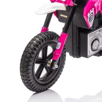 24V Kids Ride On Electric Motocross Motorcycle with High Speed Hub Motor, Adjustable Speed, Rear Wheel Shock Absorber, for Ages 5-15, Pink(m-8)