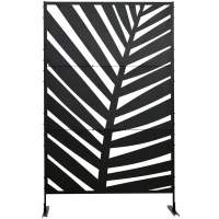 Outsunny Metal Outdoor Privacy Screen, 48" x 78" H Decorative Outdoor Divider with Stand and Expansion Screws, Freestanding Privacy Panel for Garden Backyard Deck Pool, Banana Leaf(m-7)