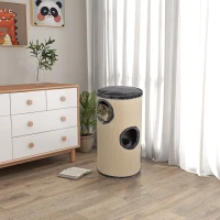 PawHut 28" Cat Condo 3-Story Cat House with Sisal, Gray(m-10)