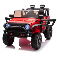 24V Parent Control 2-Seater Kids Ride On Truck with 200W Dual Motors, Ride on Toys with LED Lights, MP3, Bluetooth, for Kids Aged 3+, Red(m-12)