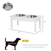 PawHut 23" Wooden Heavy Duty Dog Food Bowls Pet Elevated Feeding Station -White(m-3)