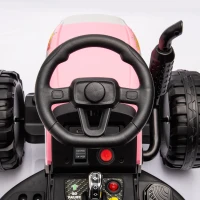 12V Battery Powered Ride-On Tractor with Trailer and 3-Speed Adjustable, Electric Toy with 2-Point Safety Belt, Bluetooth, and LED Light, Pink(m-4)