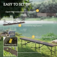 Outsunny 6 ft Plastic Bench Seat, 2 PC Portable Foldable Folding Bench with Carrying Handle for Picnic Camping, Distressed Brown(m-7)