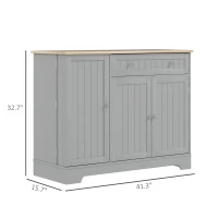 HOMCOM Modern Sideboard Cabinet, 41" Kitchen Buffet Cabinet with Drawer, Adjustable Shelf, 3 Doors for Dining Room, Gray(m-3)