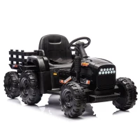 24V Remote Ride-On Tractor with Trailer, 3-Speed Adjustable, Battery Powered Electric Toy with USB, MP3, Bluetooth, LED Lights, for Kids, Black(m-2)