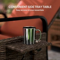 Outsunny Wicker Outdoor Recliner Chair, Reclining Lounge Chair with Adjustable Backrest, Footrest and Side Tray, Red(m-7)