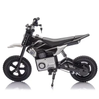 24V Kids Ride On Motorcycle with Rear Wheel Shock Absorber, 200W Powered Electric Dirt Bike with Adjustable Speed, for Ages 5-15, Black(m-12)