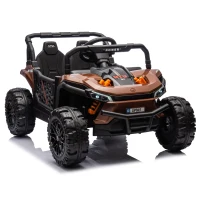 24V Kids Ride On UTV with Adjustable Speed, Bluetooth, Multimedia Player, and Rear Storage, Electric Toy with Parent Control, for Ages 3+, Brown(m-2)