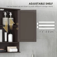 kleankin Medicine Cabinet, Wall-Mounted Bathroom Mirror Cabinet with Double Doors, Open Shelf, and Adjustable Shelf, Modern Bathroom Wall Cabinet, Dark Brown(m-6)