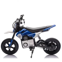 24V Kids Ride On Electric Motocross Motorcycle with High Speed Hub Motor, Adjustable Speed, Rear Wheel Shock Absorber, for Ages 5-15, Blue(m-13)
