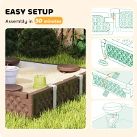 Qaba Kids Sandbox with Cover, 4 Corner Seats, Bottom Liner for Backyard, Garden, Outdoor, 47" x 47" x 9", Dark Brown(m-6)