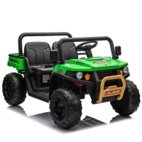 24V 2-Seater Kids Ride On UTV with Automatic Tipping Bucket, Rear Wheel Suspension, Ride On Car Toy with Remote Control, for Ages 3-8, Green(m-2)