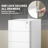 Vinsetto 3 Drawer Filing Cabinet, Lockable Steel Office Storage Cabinet with Hanging Bar for Letter, A4, Legal Files, White(m-6)