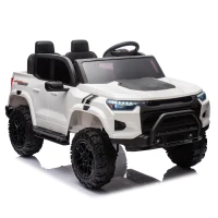 24V 2-Seater Kids Ride On Electric Pickup with Parent Remote Control, Adjustable Speed 2.49-3.73 MPH, and Safety Belts, for Ages 3+, White(m-2)