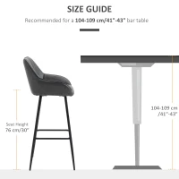 HOMCOM Retro Bar Stools Set of 2, Bar Chairs with Footrest, 30" (76 cm.) Kitchen Stools with Backs and Steel Legs, for Kitchen Island and Home Bar, Grey(m-7)