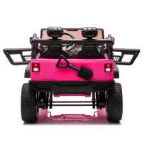24V 200W Motors 2-Seater Kids Ride On Truck with Remote Control, Ride on Toys with Bluetooth, and Seat Belts, Suitable for Kids Aged 3+, Pink(m-15)