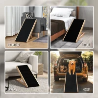 PawHut Dog Ramp Foldable Pet Ramp for Bed Couch, Height Adjustable, for Cats Large Dogs with Non Slip Carpeted Surface(m-10)