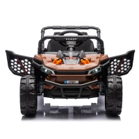 24V Kids Ride On UTV with Adjustable Speed, Bluetooth, Multimedia Player, and Rear Storage, Electric Toy with Parent Control, for Ages 3+, Brown(m-1)