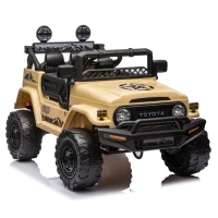12V 3-Speed Licensed Toyota FJ Cruiser Kids Ride-On Car with Parent Remote Control, Electric Vehicles Toy with Safety Belt, for Aged 3-8, Beige(m-2)