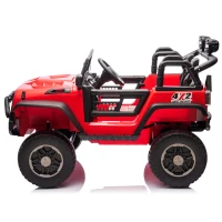 24V Parent Control 2-Seater Kids Ride On Truck with 200W Dual Motors, Ride on Toys with LED Lights, MP3, Bluetooth, for Kids Aged 3+, Red(m-13)