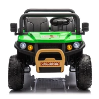 24V 2-Seater Kids Ride On UTV with Automatic Tipping Bucket, Rear Wheel Suspension, Ride On Car Toy with Remote Control, for Ages 3-8, Green(m-1)