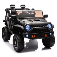 24V Parent Control 2-Seater Kids Ride On Truck with 200W Motors, Ride on Toys with LED Lights, MP3, Bluetooth, for Kids Aged 3+, Black(m-2)