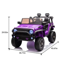 24V 2-Seater Kids Ride On Truck with Parent Control, 200W Dual Motors, Ride on Toys with LED Lights, MP3, Bluetooth, for Kids Aged 3+, Purple(m-3)