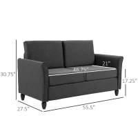 HOMCOM 2-Seat Sofa Two-Seater Couch with Armrests and Wood Legs for Living Room, Bedroom, Dark Grey(m-3)