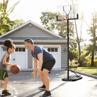 Soozier Portable Basketball Hoop, 5.2-10' Adjustable Height, Weight Base with Ball Holder, Basket Ball Stand on Wheels with 43" Backboard for Outdoor Junior Youth Adult Use, Black, White(m-2)