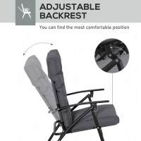 Outsunny Set of 2 Outdoor Folding Chairs with Adjustable Backrest, Padded Camping Chairs for Outdoor Events, Grey(m-6)