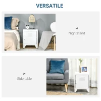 HOMCOM Industrial End Table, Living Room Side Table with Locker-Style Door and Adjustable Shelf, White(m-5)