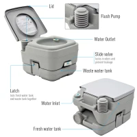 Outsunny Outdoor Portable Travel Toilet Flushable Tank for Camping Boating Roadtripping 2.6 Gallon (10L)(m-4)