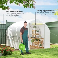 Outsunny 11.5' x 6.6' x 6.6' Portable Walk-In Tunnel Greenhouse Garden Warm House - White(m-6)