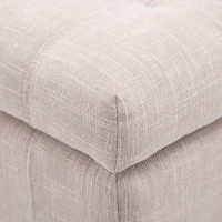 HOMCOM Storage Ottoman, Linen Fabric End of Bed Bench with Soft Close Lid, Button Tufted Storage Bench for Living Room, Entryway or Bedroom, 42" x 17" x 19", Beige(m-9)